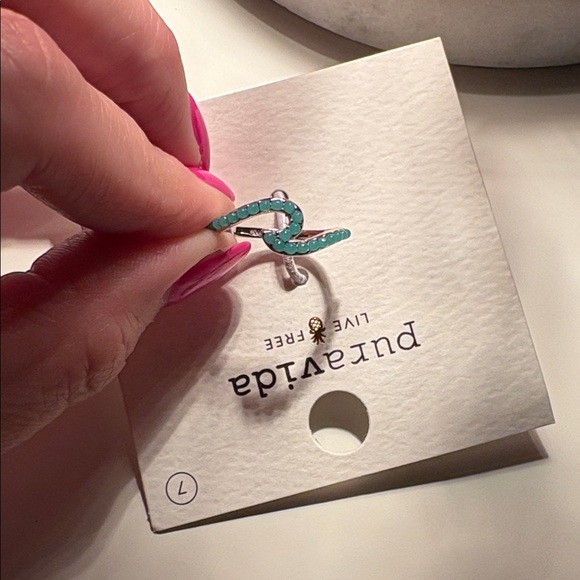 Pura Vida Turquoise Beaded Silver tone ring Size 7 - Picture 2 of 5